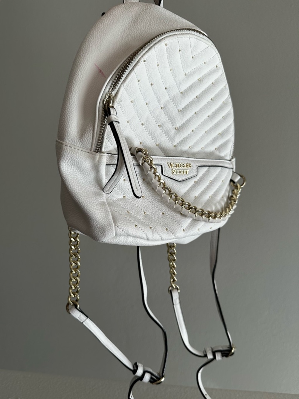 Victoria's Secret White Quilted Mini Backpack